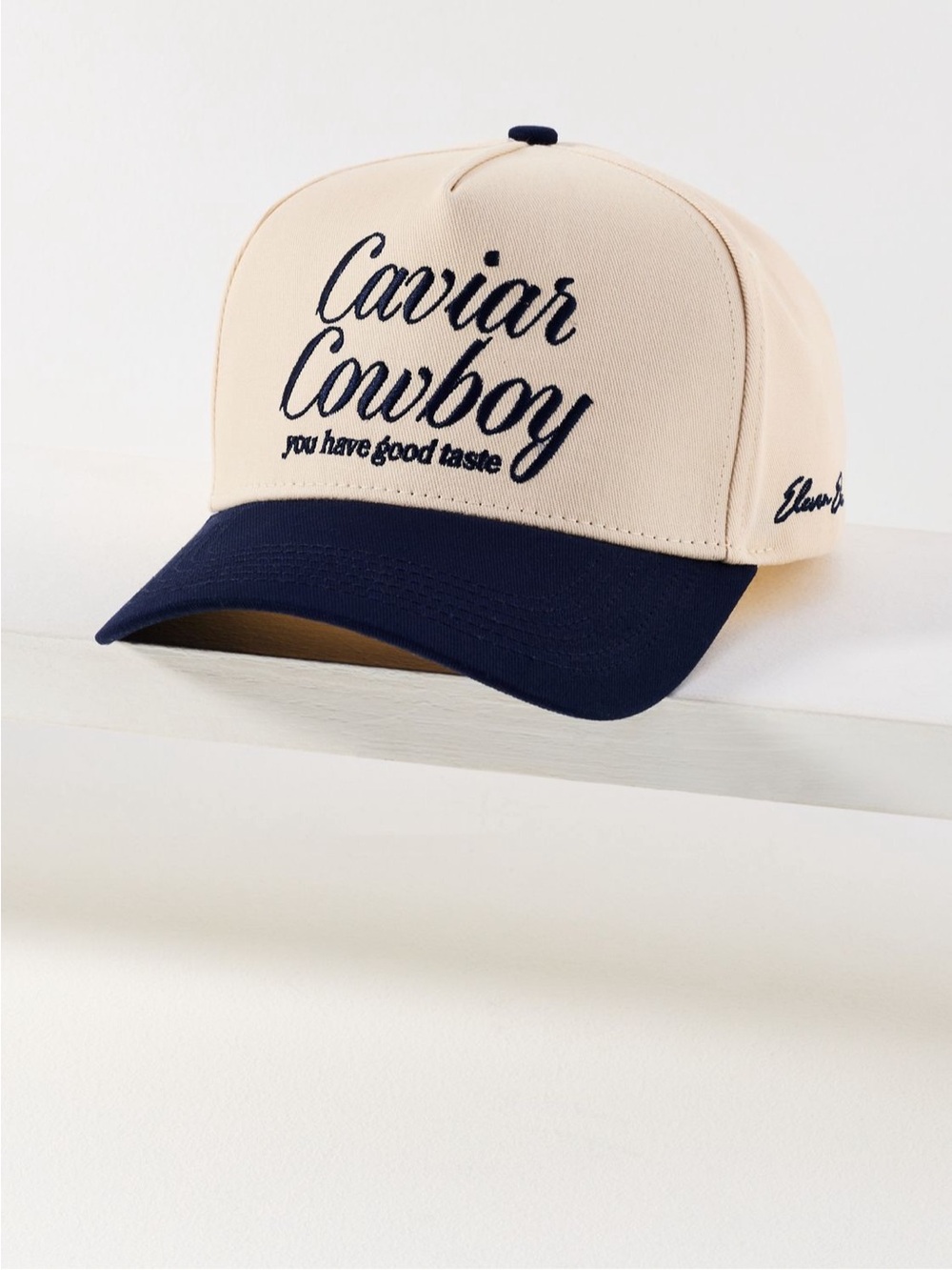 Eleven eleven Caviar Cowboy Two-Tone Baseball Trucker Cap - Beige & Navy NEw